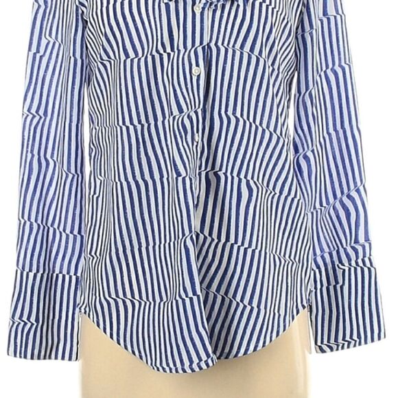 Banana Republic Striped Ruffle Tie Neck Blouse - Picture 4 of 13
